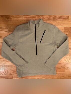 IBEX Merino Wool Quarter Zip Pullover Small Oatmeal Outdoor Sweater **Flawed**
